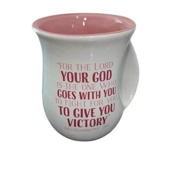 Inspirational Pink & White Ceramic Mug With Bible Verse - Picture 1 of 6